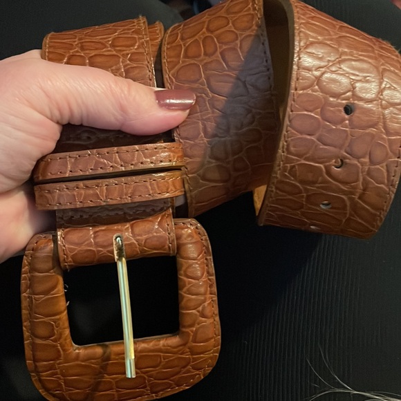 Vintage Classiques For Nordstrom Brown Croc Print Leather Buckle Belt size L - Picture 6 of 6